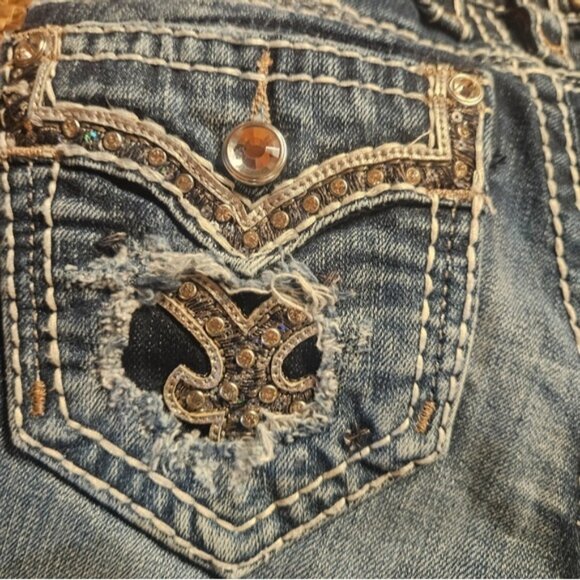 ROCK RIVIAL Blue Distressed Skinny Jeans. Super Cute - Picture 7 of 12